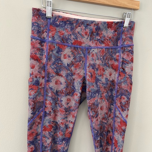 Lululemon Circa 2016 Speed Light Checker Blooms Full Length Zipper Back Leggings - Picture 5 of 7